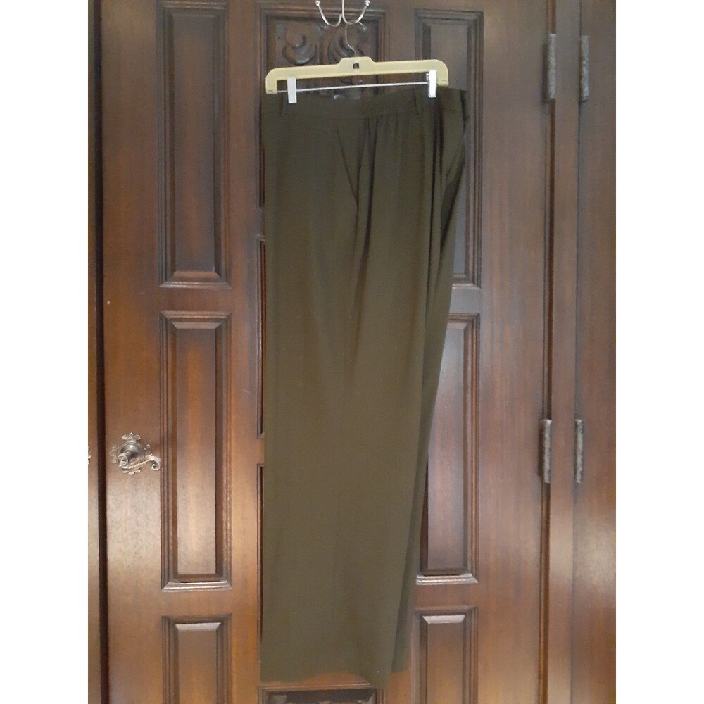 Lauren Ralph Lauren Womens 20 W Wide Leg High Waisted Wool Pants Olive Green 20W